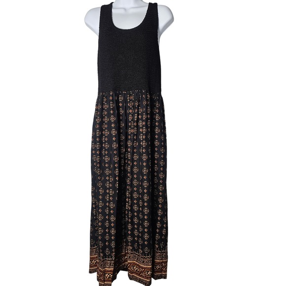All that Jazz Dresses & Skirts - VTG All‎ That Jazz Black Textured Bodice Maxi Dress Geometric Print Size 13 14